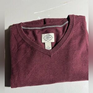 ST JOHN’s BAY QUALITY SWEATER MEN XL BURGUNDY GRANDPA V-NECK COZY‎ MODERN LUXE